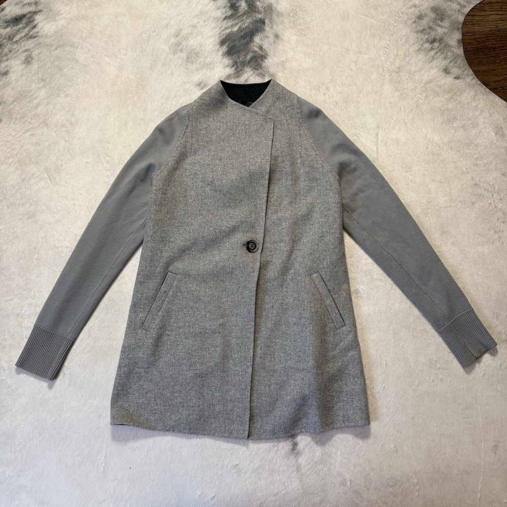 Carlisle Per Se Coat Womens Size 8 Gray One Button 100% Merino Wool Jacket